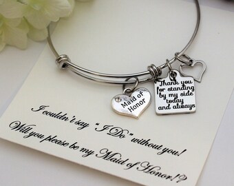 MAID OF HONOR Proposal, Maid of Honor Bracelet , Will you be My Maid of Honor, Adjustable Stainless Steel Bracelet Maid of Honor Gift