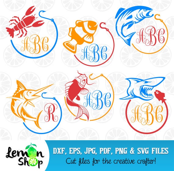 Fish Monogram Fishing Monogram decal Fishing Decal svg Fish