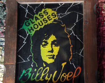 VINTAGE Billy Joel Glass Houses Carnival Mirror 1980's