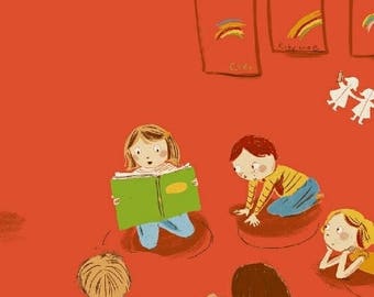 PREORDER - Heather Ross - Kindergarten in Red - Kinder - (43480-4) - 1/2 Yard++
