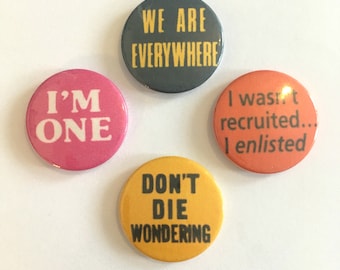 Set of 4 Vintage Remake Lesbian Badges