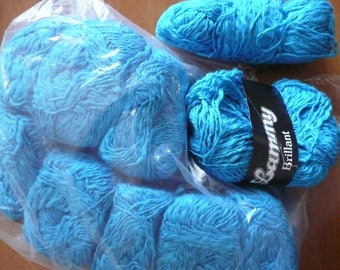 lot of 10 pelotes LAMMY - blue - cotton & viscose NEW