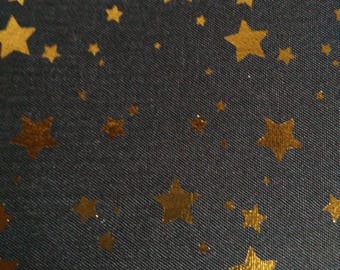 fabric tape, sticker style masking tape for decoupage, decopatch, pattern black background Star Gold, gold