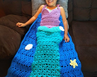Mermaid Princess Dress Blanket, Mermaid Blanket Crochet Pattern, Crochet Princess Dress, Crochet Mermaid Blanket, Toddler Crochet Pattern