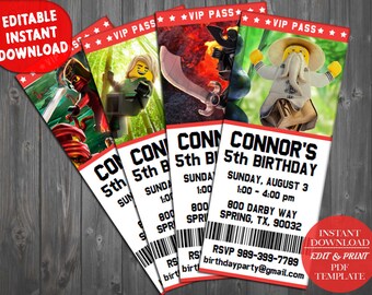 Ninjago Birthday Invitation, Ninjago Invitation, Ninjago Movie Invitation, Ninjago Movie Birthday Party Invite, Ninjago Movie