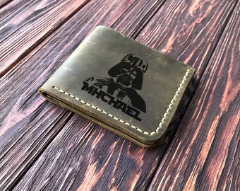 Darth Vader Wallet, Personalized Mens Wallet Star Wars Engraved Leather Wallet Mens Husband Gift, Star Wars Personalized Gift for Men k15
