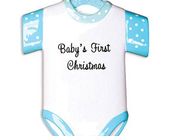 New Blue Baby's First Christmas Onesie Ornament