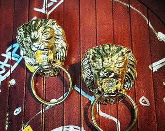 Lion Door Knocker Stud Earrings