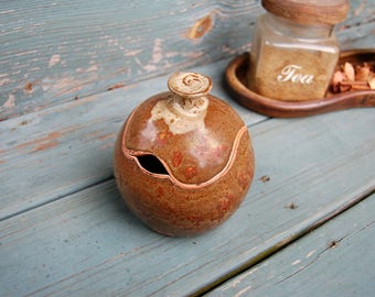 Sugar Bowl / Honey Jar in Brownstone- Made to Order