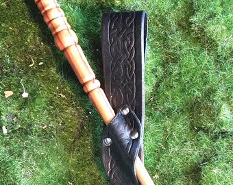 BLACK Belt HOLSTER for Magic WAND, Handmade, Leather, sca, Renaissance