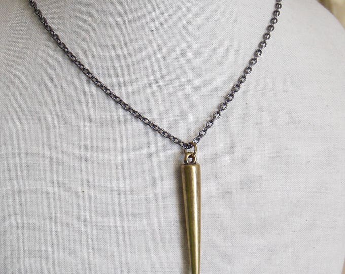 Spike Pendant Necklace Antique Bronze Gunmetal Chain Long Necklace Spike Jewelry Gift Boho Necklace Bohemian Layering Minimalist Jewelry