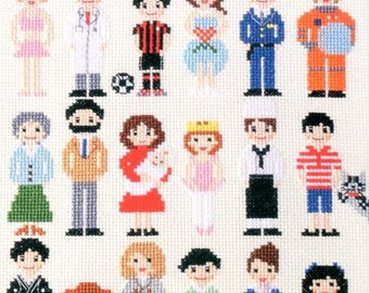 Kawaii & Unique Cross Stitch Designs, Hand Embroidery Pattern, Easy Cross Stitch Tutorial, Cross Stitch Pattern Funny, Family Portrait,B1869