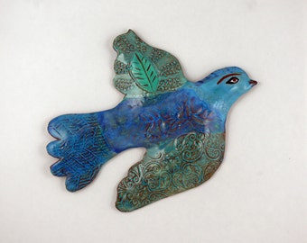 Large Ceramic Wall Bird | Clay Bird | Colorful Ceramic Art | Bird Art | Animal Art | Ceramic Animals | Clay Birds | Wall Art