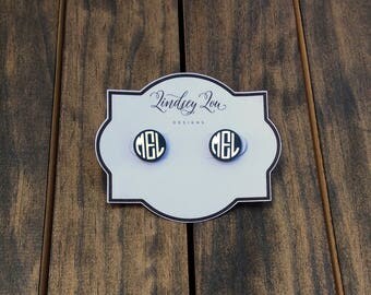 Monogrammed Earrings - Monogrammed Acrylic Earrings - Round Acrylic Earrings