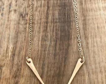 Chevron Necklace - Simple chevron necklace, gold chevron, gold chevron necklace, 14k gold filled, triangle necklace, geometric jewelry, boho