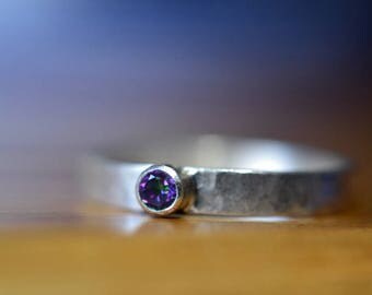 Mystic Topaz Ring, Tiny 3mm Gemstone Ring, Customised Engagement Ring, Custom Engraved .925 Sterling Silver Ring, Personalized Promise Ring