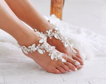 Beach Wedding/Barefoot Sandals/Bridal Feet Jewelry/Boho Slave Anklet/Gift for Bridesmaid/Birthday Gift/Bridal Ankle Bracelet/NAEVA design