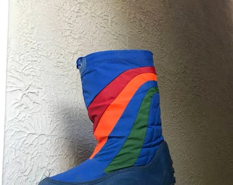 vintage 80s moon boots rainbow ski boots sz 9