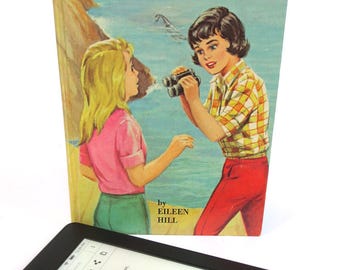 Beachy Kindle Case Made from Vintage YA Book with Sea Monster, with Blue Teal Lining, Fits Kindle Fire, HD6, Galaxy Tab, Nexus 7, Nook
