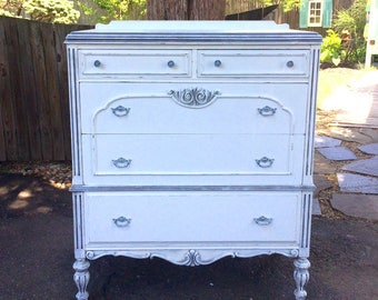 White Dresser Vintage Painted Furniture Shabby Chic