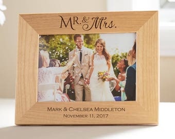 Personalized Mr & Mrs Picture Frame: Mrs Mrs Wedding Gift, Personalized Wedding Picture Frame, Bride Groom Picture Frame, SHIPS FAST