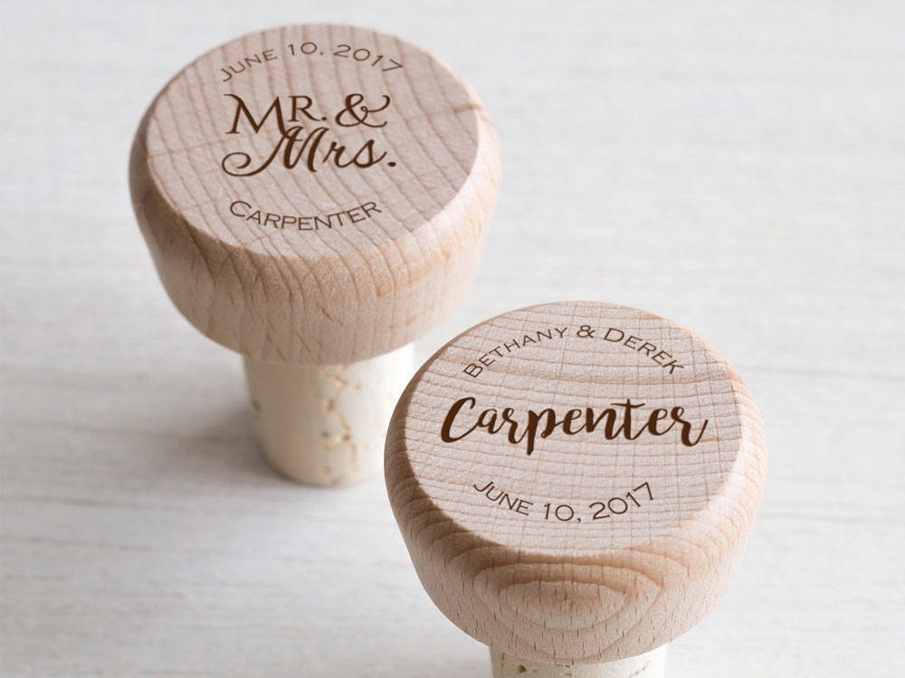 30 Personalized Wine Stoppers / Wood Wine Corks Personalized