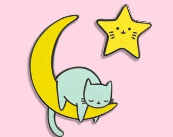 Celestial Kitty Glow In The Dark Pin Set