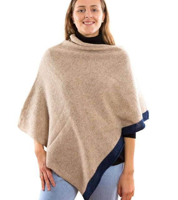 Womans Knit Soft Pure Wool Poncho . Scottish Wool knitted