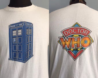 80s Vintage Doctor Who 1982 BBC tv Tardis T-Shirt - LARGE