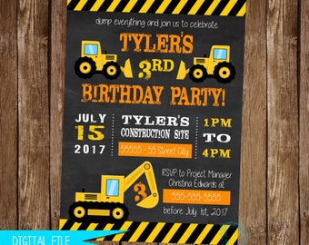 Construction Birthday Invitation - Construction Birthday Invite - Construction Invite - Construction Party - Bulldozer Invite - Digger