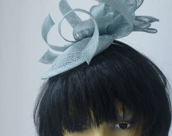 light Blue fascinator with vintage gem
