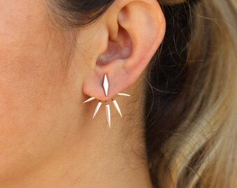 Punk Sun Ear Jackets / Sterling Silver / Pair