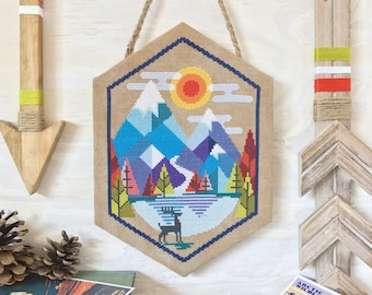 Alpine - Satsuma Street mountain scene - modern folk cross stitch pattern - Instant download PDF