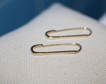 Vermeil Safety Pin Hoop Earrings