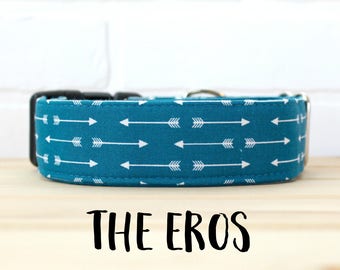 Arrow Dog Collar in Turquoise Blue Tribal for Boy/Girl Dog. Can be made into a Buckle or Martingale Collar. PLEASE READ Item Details