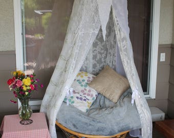 lace enveloped meditation tent, floral lace bed Canopy, white wedding tent, boho tent, photo prop tent