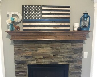 37"x19.5" Rustic Thin Blue Line Flag