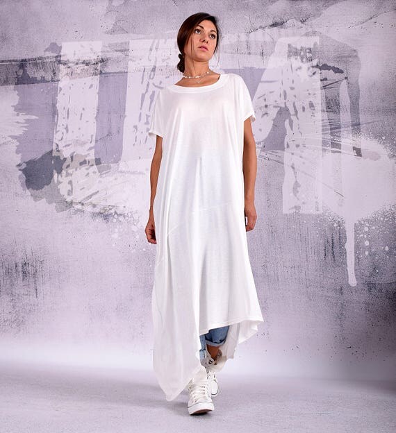 White maxi dress short sleeves plus size dress oversize