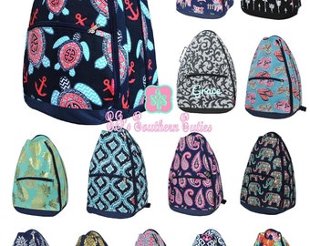 Monogrammed Tennis Racquet Backpack, Personalized Tennis Bag with FREE MONOGRAMMING