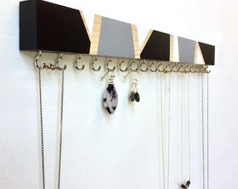 Jewelry Organizer - Necklace Holder - Earring Holder - Wood Jewelry Holder - Jewelry Organizer Wall - Wood Wall Art - Modern Wall Decor