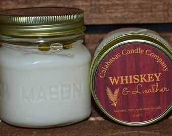 Father's Day Gift-Whiskey & Leather Organic Soy Candle