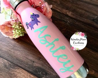 Unicorn Water Bottle; Unicorn Personalized Water Bottle; Easter Basket Water Bottles; Unicorn Girl Gift; Personalized Girl Water Bottle