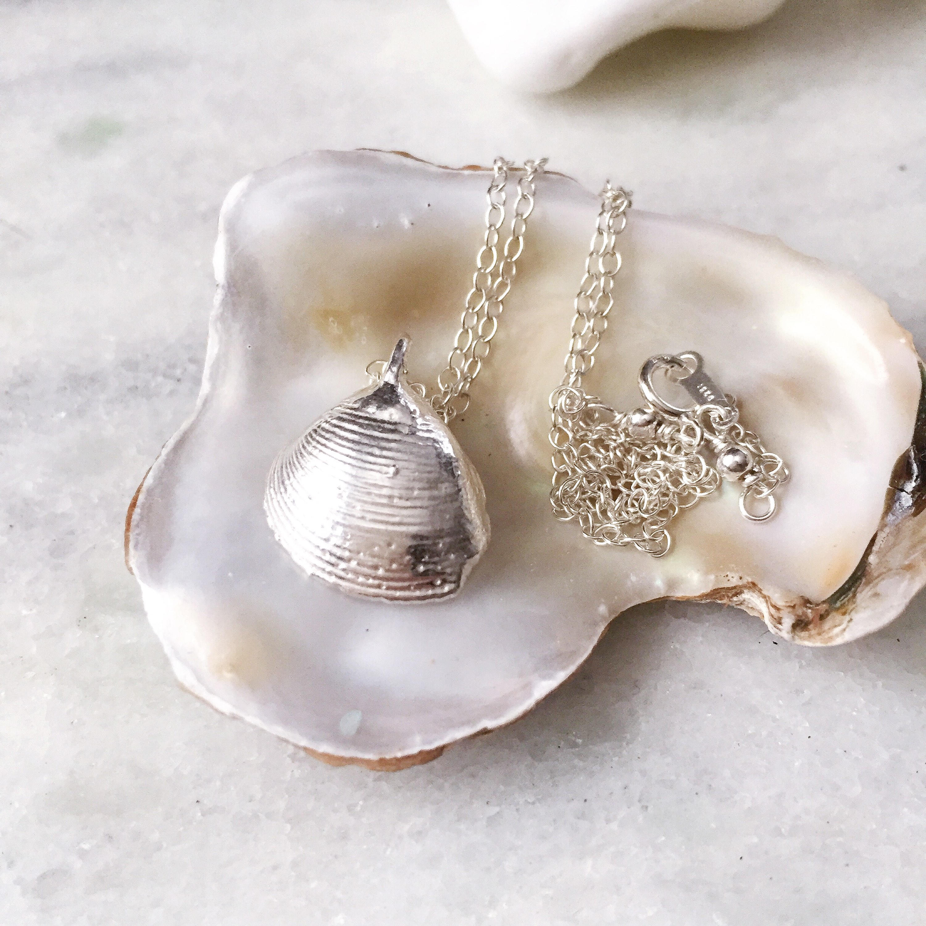 Seashell Necklace Silver Shell Necklace Silver Seashell