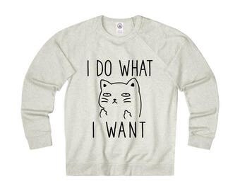 I do what I want Cat Sweatshirt, Cat lovers Hoodie, Unisex Heather Pullover Sweatshirts, Cat Lover Gift Hoodies