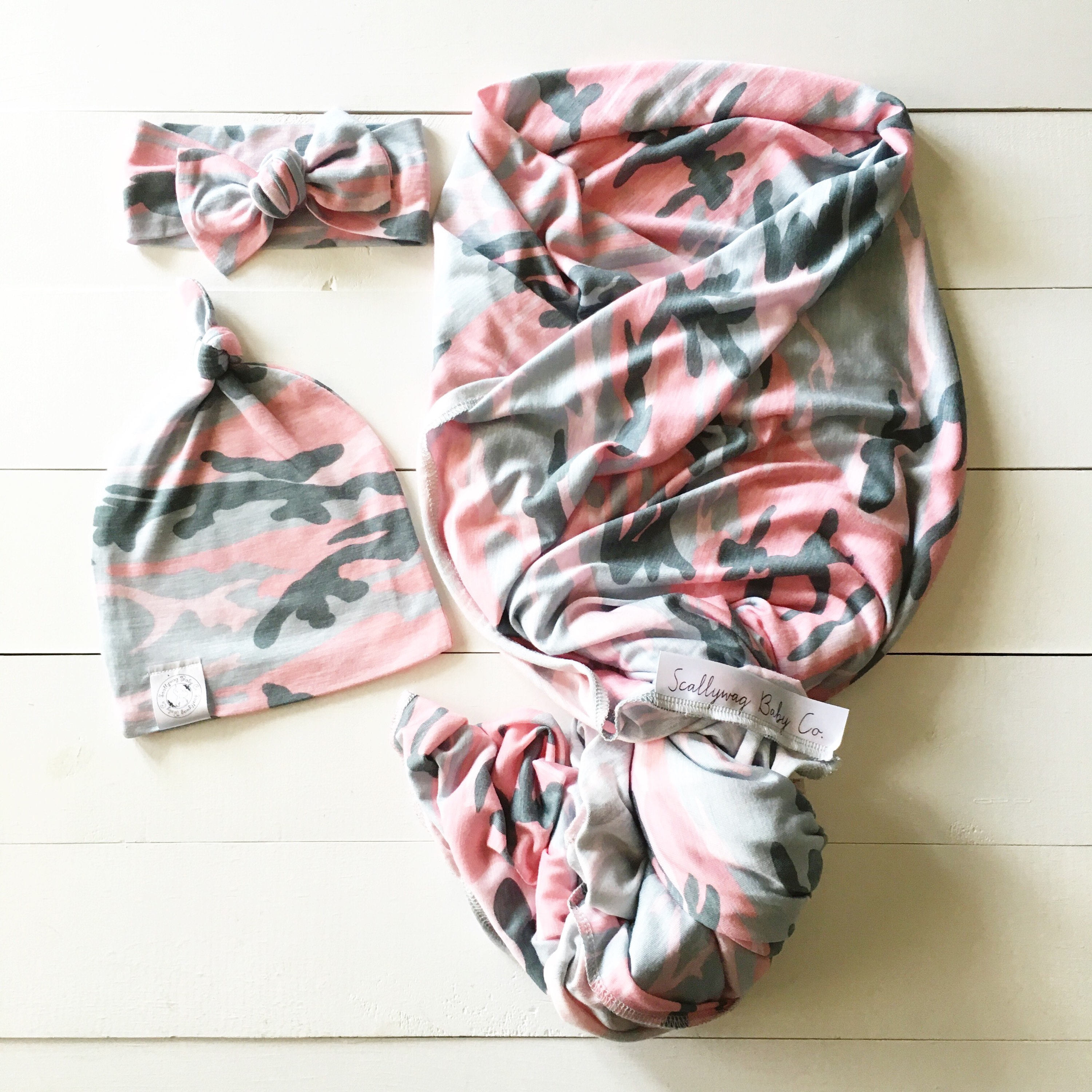 Pink Camo Baby Girl Swaddle Blanket Set Newborn Pink Camo