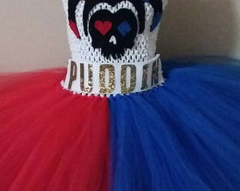 Harley Quinn Suicide Squad Tutu Dress Halloween Costume for Girls and Toddler Girls from LanYapCrafts Tutu Nerdy Tutu Dress