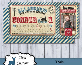 Train Birthday Invitation | Train Invitation | Train Birthday Party | Train Birthday Invite | Vintage Train Ticket | Train Ticket | Photo