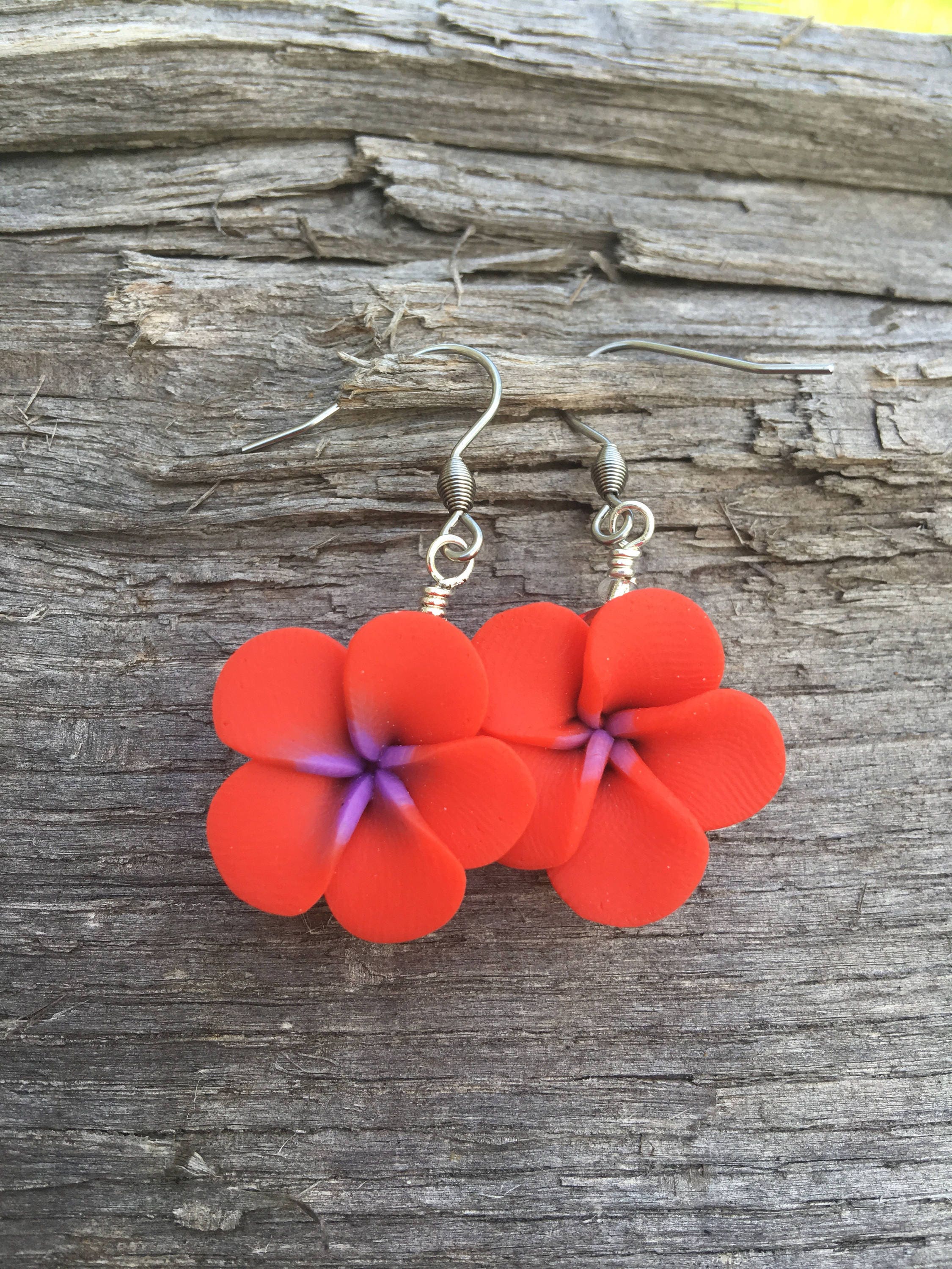 PLUMERIA Earrings HAWAIIAN Earrings Plumeria Flower