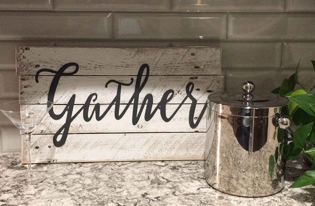 Gather Word Signs GRAY Metal Farmhouse Decor Rustic Sign Fixer Upper Style Country Shabby Chic Art Gather Word Signs GRAY Metal Farmhouse Decor Rustic Sign Fixer Upper Style Country Shabby Chic Art