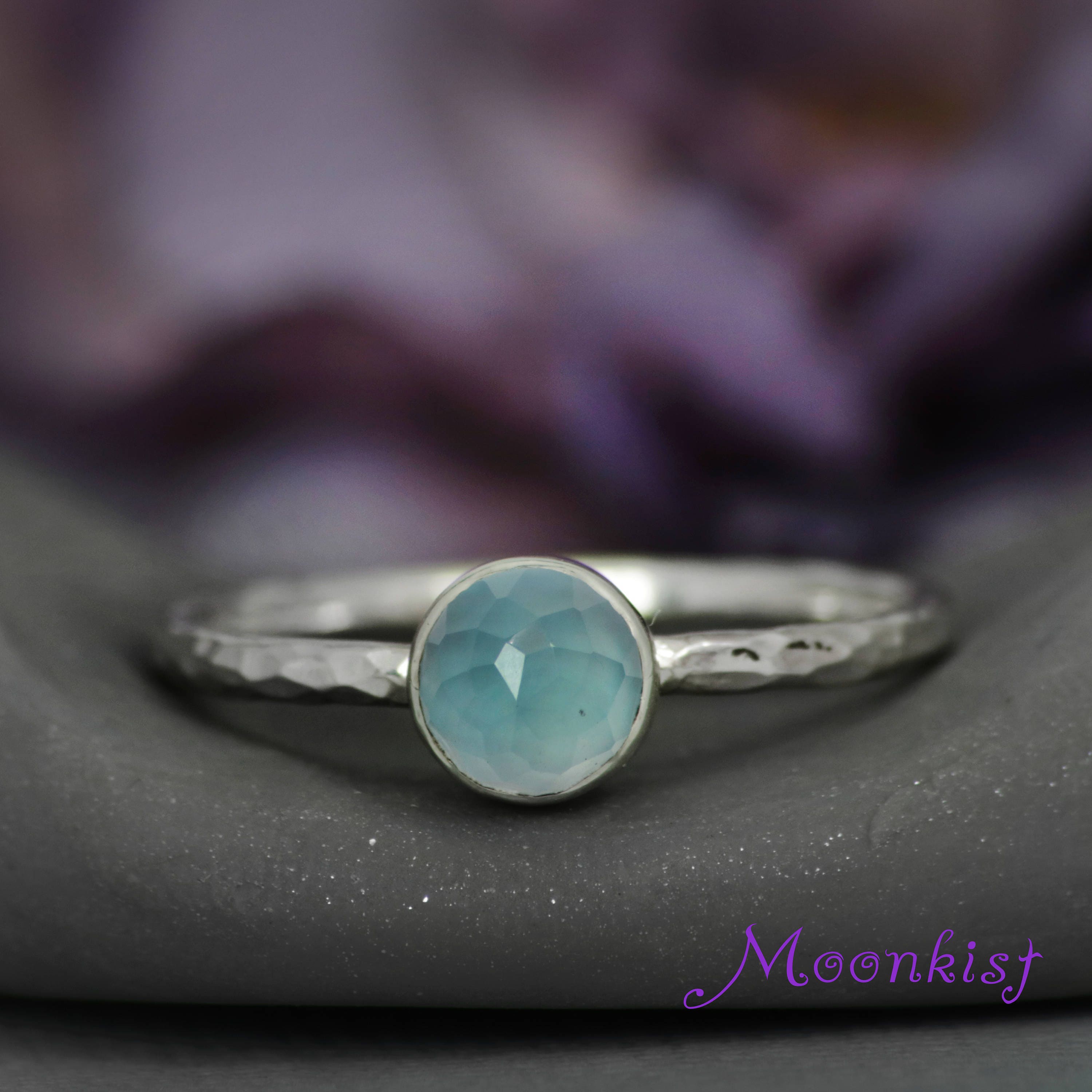 Blue Gemstone Ring Blue Promise Ring 925 Silver Ring Simple